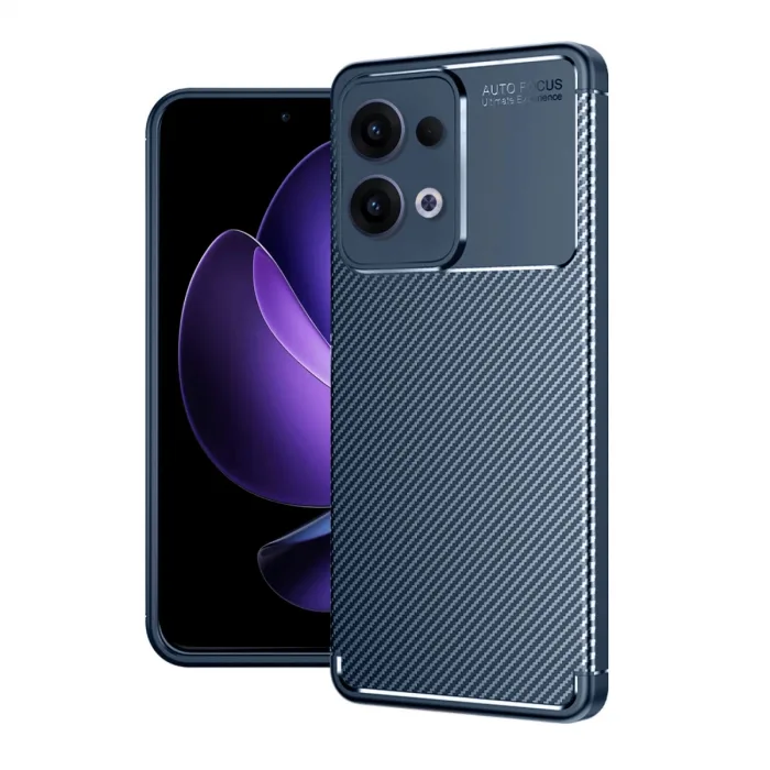 Oppo Reno 13 Pro Kılıf Auto Focus Karbon Kapak - Lacivert