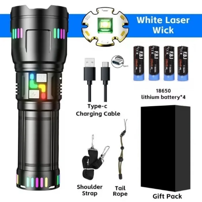 Pro F-3002 Alüminyum Tg Led Gece Şeritli Type-c Şarjlı El Feneri