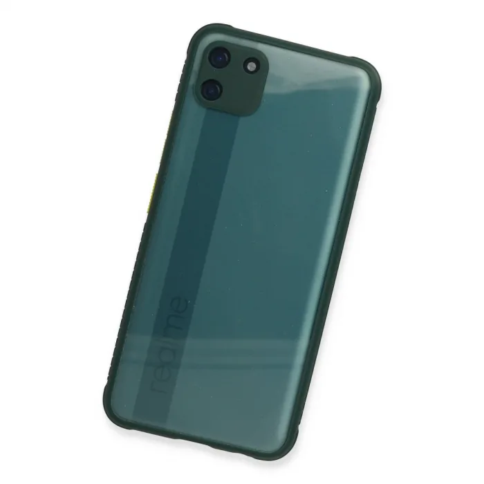 Realme C11 Kılıf Miami Şeffaf Silikon - Koyu Yeşil