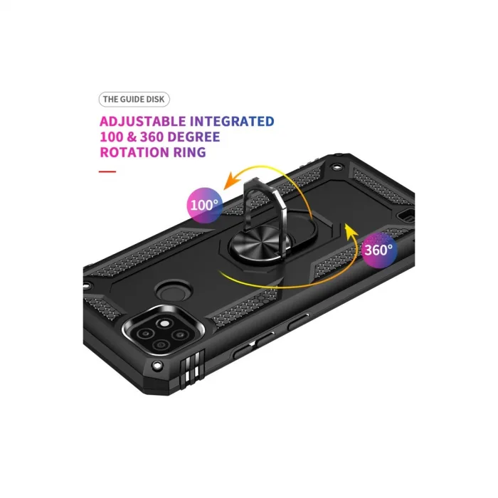 Realme C21 Kılıf Sofya Yüzüklü Silikon Kapak - Siyah