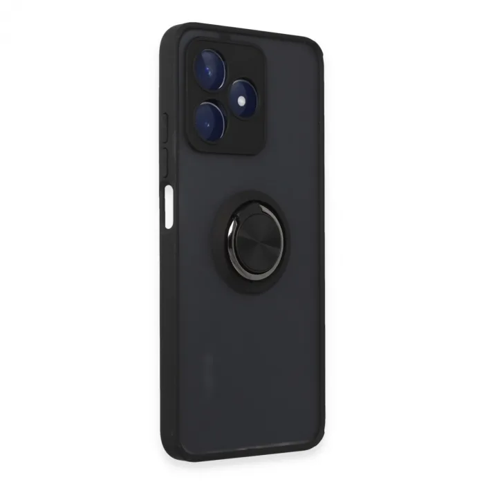 Realme C53 Kılıf Montreal Yüzüklü Silikon Kapak - Siyah