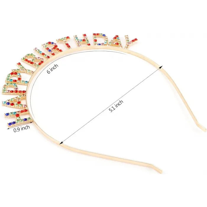 Rengarenk Kristal Taşlı Ekstra Lüks Gümüş Kaplama Happy Birthday Taç 16x17 Cm