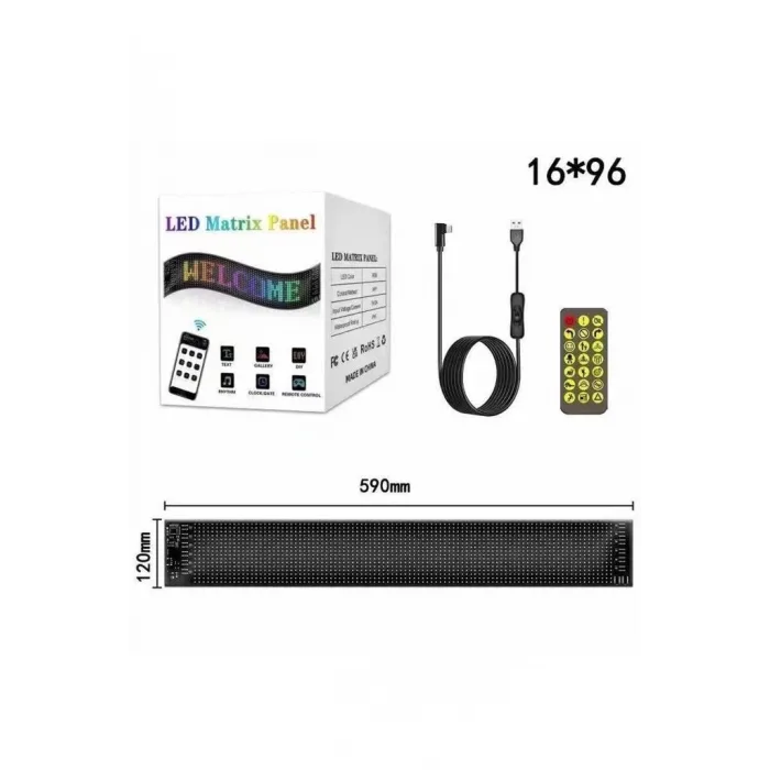 Rp1259 Led Matrix Panel 16x96cm Telefon Kontrollü Kayar Led Animasyon Aydınlatma