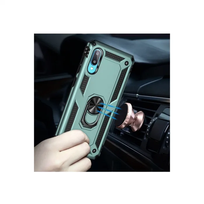 Samsung Galaxy A02 Kılıf Sofya Yüzüklü Silikon Kapak - Yeşil