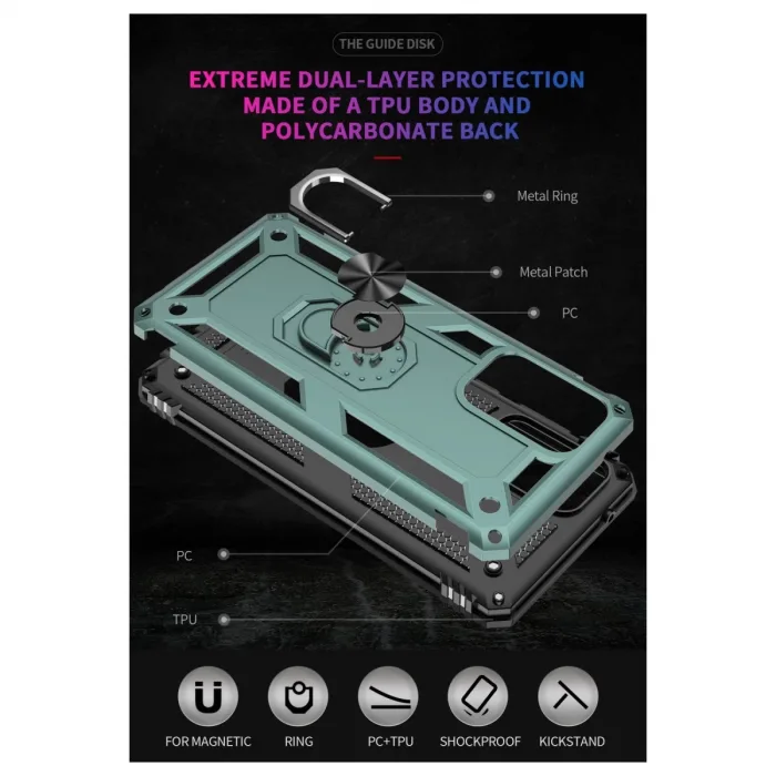 Samsung Galaxy A02s Kılıf Sofya Yüzüklü Silikon Kapak - Yeşil