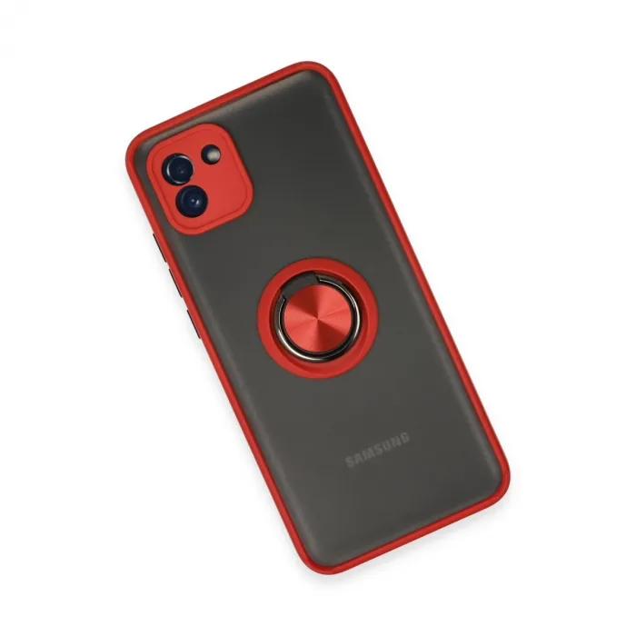 Samsung Galaxy A03 Kılıf Montreal Yüzüklü Silikon Kapak - Kırmızı