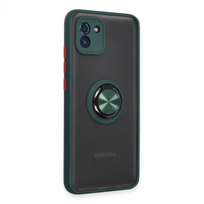 Samsung Galaxy A03 Kılıf Montreal Yüzüklü Silikon Kapak - Yeşil