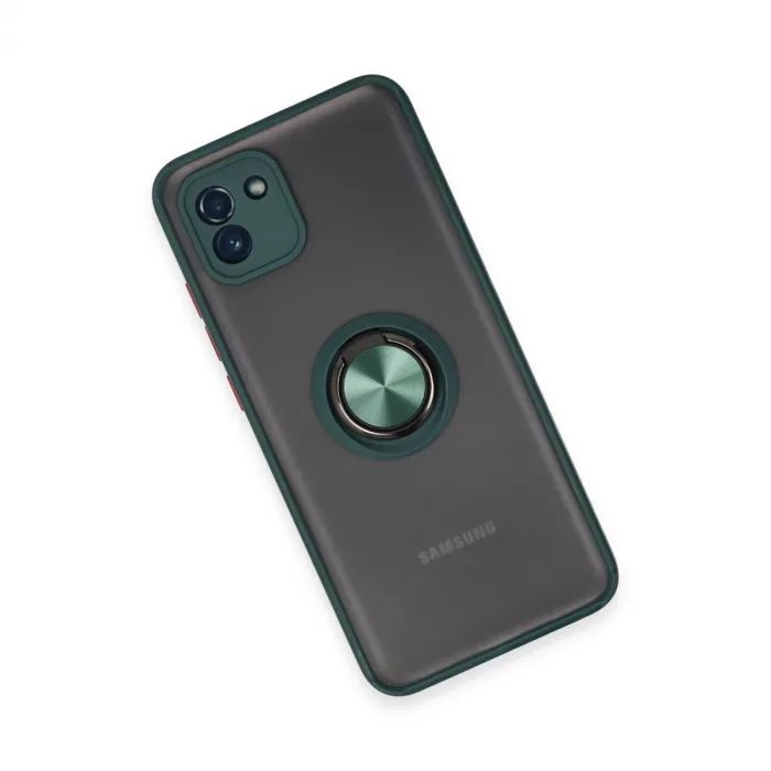 Samsung Galaxy A03 Kılıf Montreal Yüzüklü Silikon Kapak - Yeşil