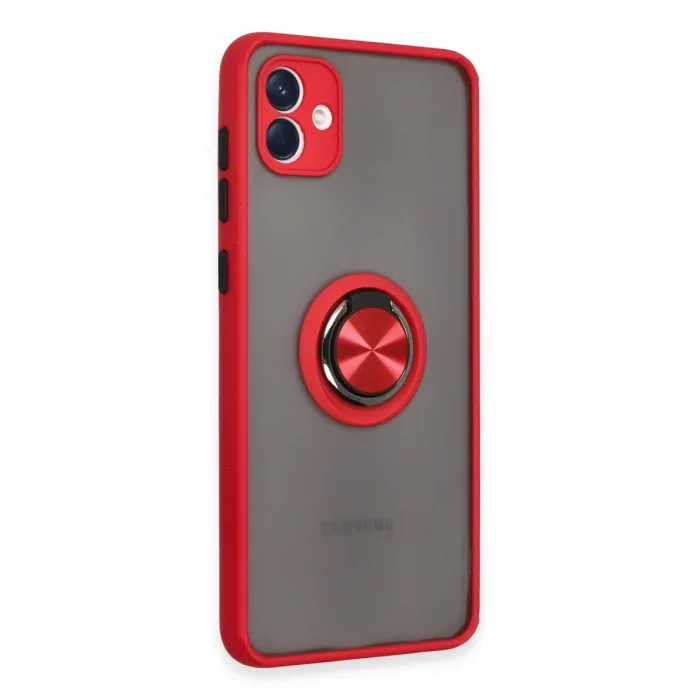 Samsung Galaxy A04 Kılıf Montreal Yüzüklü Silikon Kapak - Kırmızı