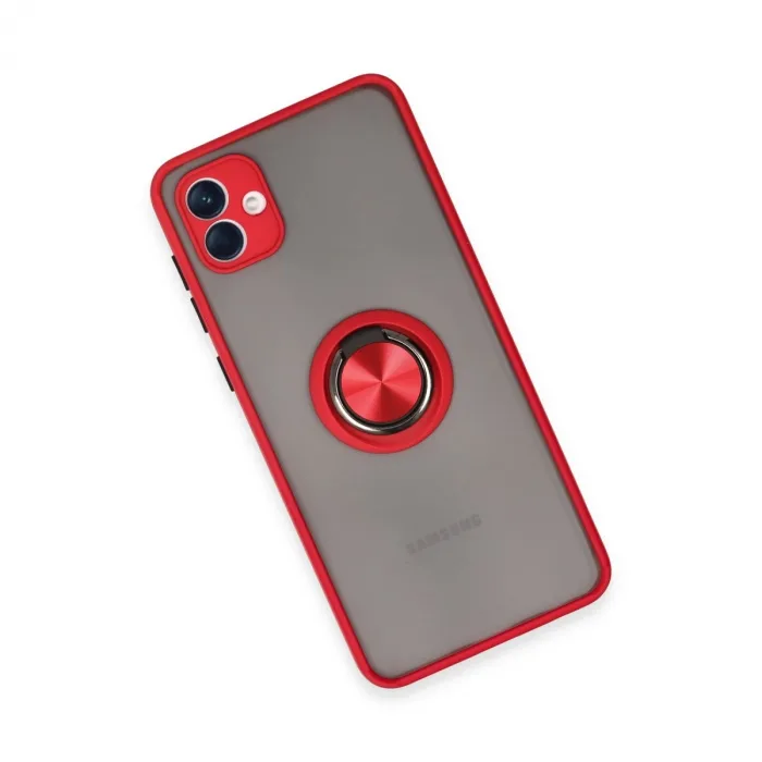 Samsung Galaxy A04 Kılıf Montreal Yüzüklü Silikon Kapak - Kırmızı