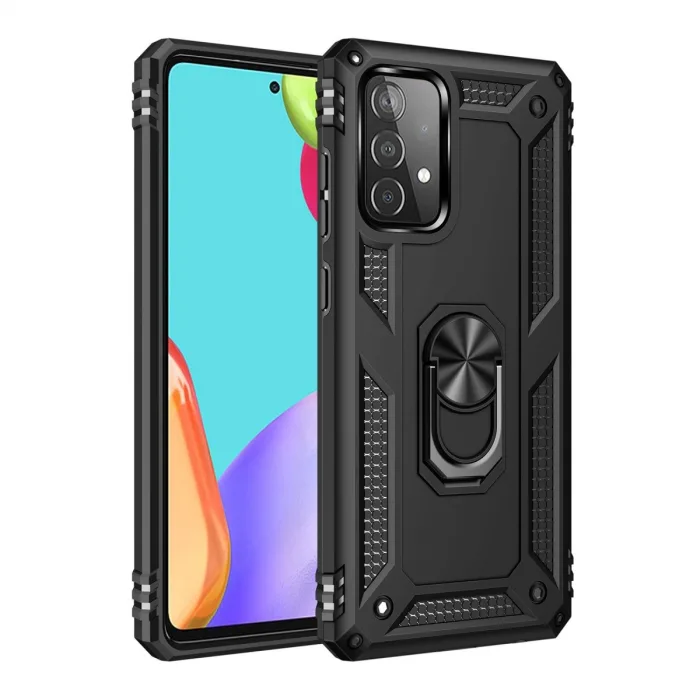 Samsung Galaxy A52 Kılıf Sofya Yüzüklü Silikon Kapak - Siyah