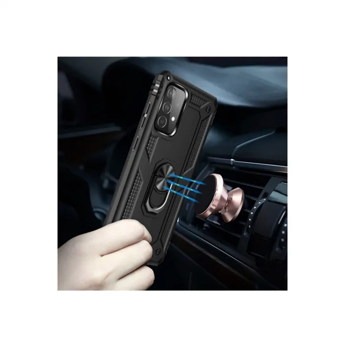 Samsung Galaxy A52 Kılıf Sofya Yüzüklü Silikon Kapak - Siyah