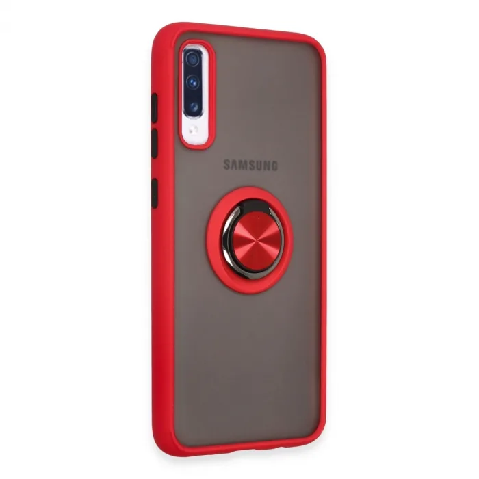 Samsung Galaxy A70 Kılıf Montreal Yüzüklü Silikon Kapak - Kırmızı