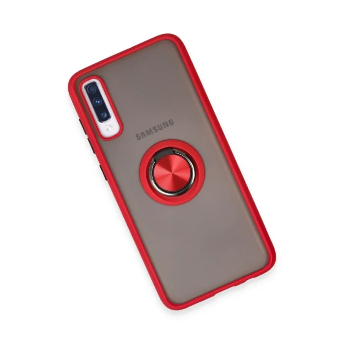 Samsung Galaxy A70 Kılıf Montreal Yüzüklü Silikon Kapak - Kırmızı