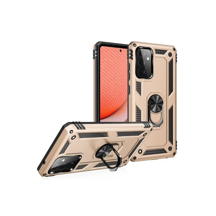 Samsung Galaxy A72 Kılıf Sofya Yüzüklü Silikon Kapak - Gold