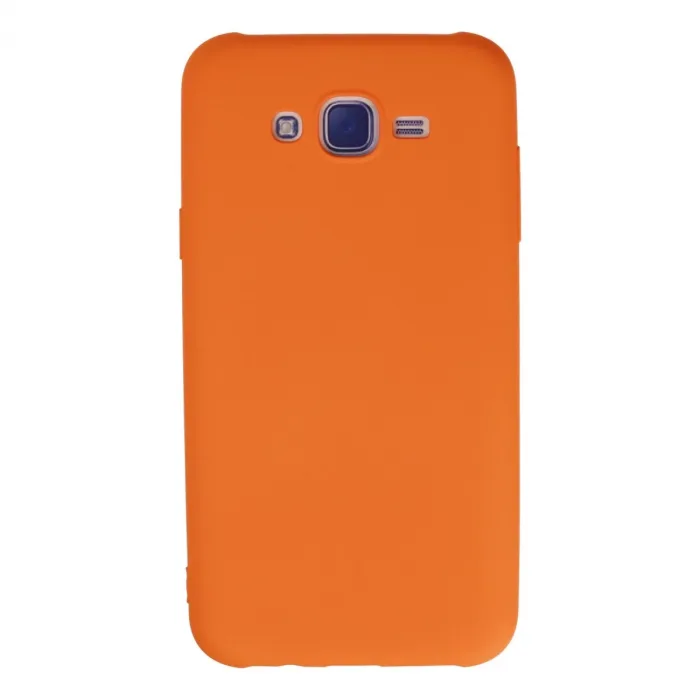 Samsung Galaxy J7 Kılıf Nano İçi Kadife Silikon - Turuncu