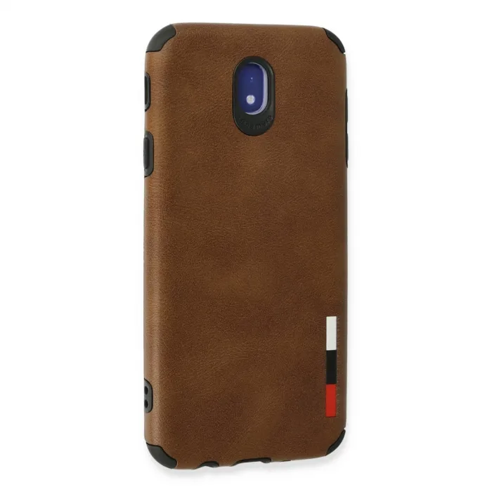 Samsung Galaxy J7 Pro / J730 Kılıf Loop Deri Silikon - Kahverengi