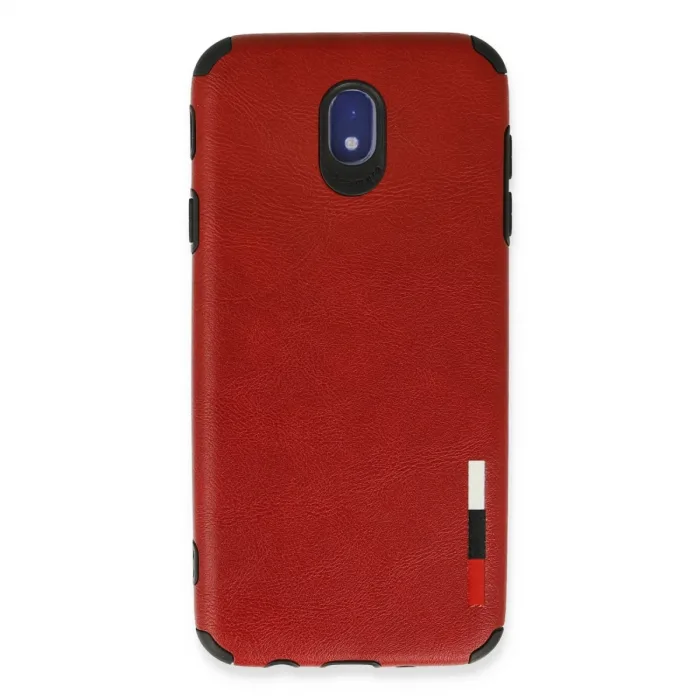 Samsung Galaxy J7 Pro / J730 Kılıf Loop Deri Silikon - Kırmızı