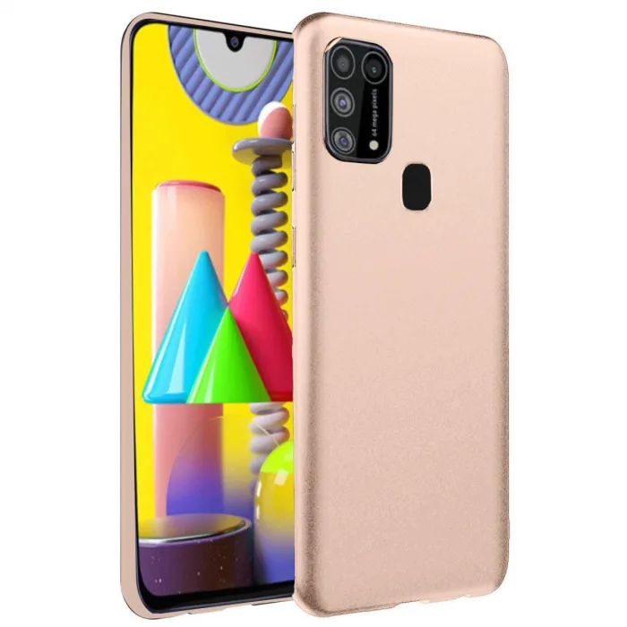 Samsung Galaxy M31 Kılıf Nano İçi Kadife Silikon - Pudra