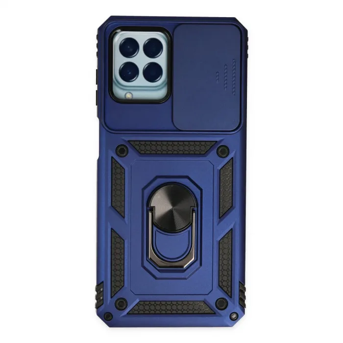 Samsung Galaxy M33 Kılıf Pars Lens Yüzüklü Silikon - Lacivert