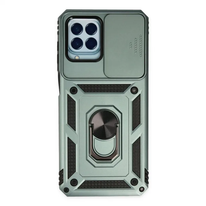 Samsung Galaxy M33 Kılıf Pars Lens Yüzüklü Silikon - Yeşil