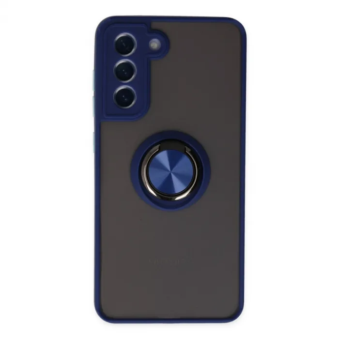Samsung Galaxy S21 Fe Kılıf Montreal Yüzüklü Silikon Kapak - Lacivert
