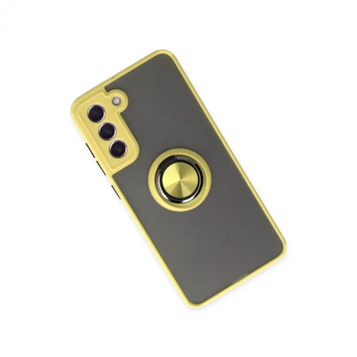 Samsung Galaxy S21 Fe Kılıf Montreal Yüzüklü Silikon Kapak - Sarı