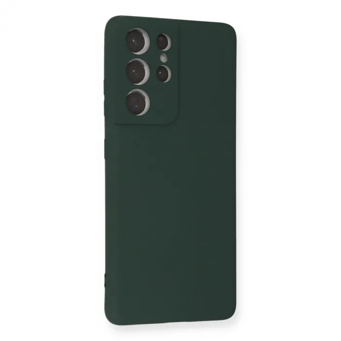 Samsung Galaxy S21 Ultra Kılıf Nano İçi Kadife Silikon - Koyu Yeşil