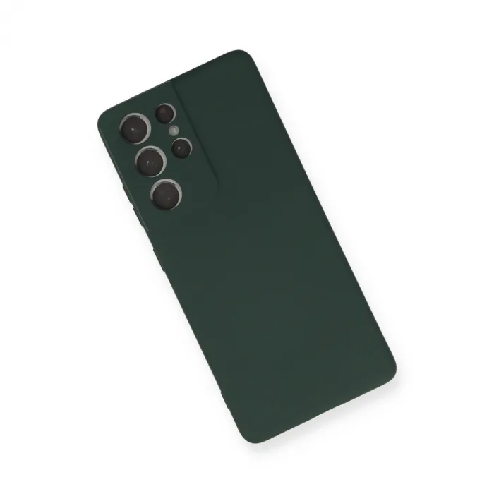 Samsung Galaxy S21 Ultra Kılıf Nano İçi Kadife Silikon - Koyu Yeşil