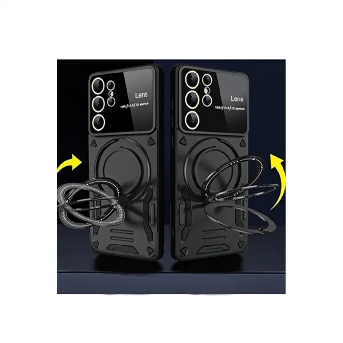 Samsung Galaxy S24 Ultra Kılıf Joy Lens Standlı Kapak - Mor