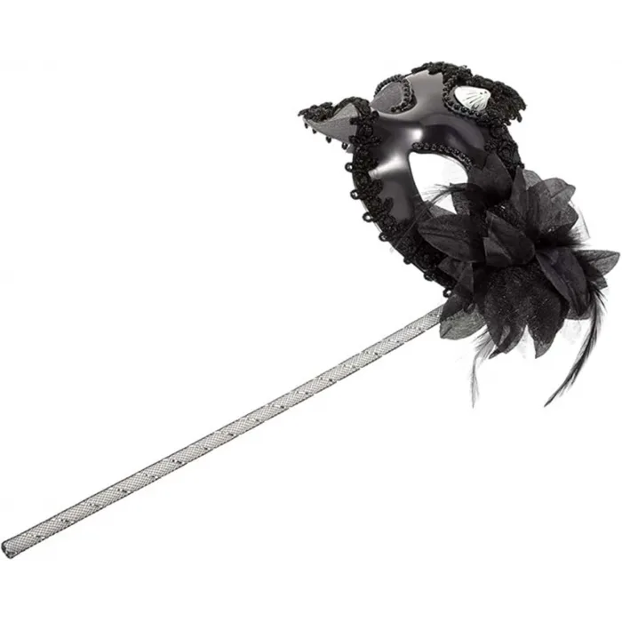 Siyah Işıltılı Tutmalı Fotoğraf Çekimi Maskesi 18x29 Cm