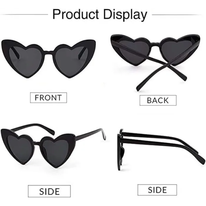 Siyah Renk Kalp Şekilli Parti Gözlüğü 15x5 Cm