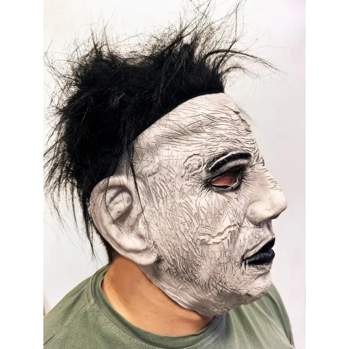 Siyah Saçlı Michael Myers Lateks Yüze Tam Yapışan Et Maske Korku Maskesi