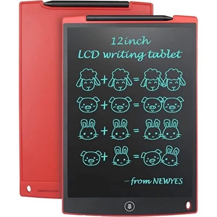 T12 Kırmızı Writing Tablet Lcd 12 Inç Dijital Kalemli Çizim Yazı Tahtası