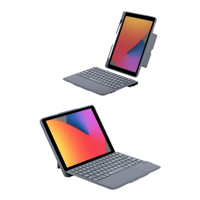 T5506d İpad 10.2 (9.nesil) Kılıf Palermo Ledli Klavyeli Standlı Tablet Kılıfı - Siyah