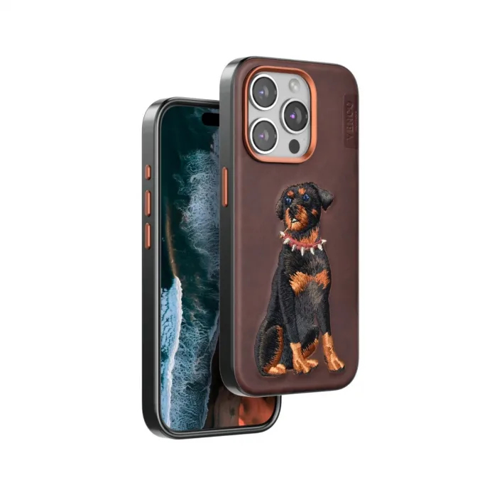 Venco İphone 15 Pro Perma Desenli Kapak - Koyu Kahve