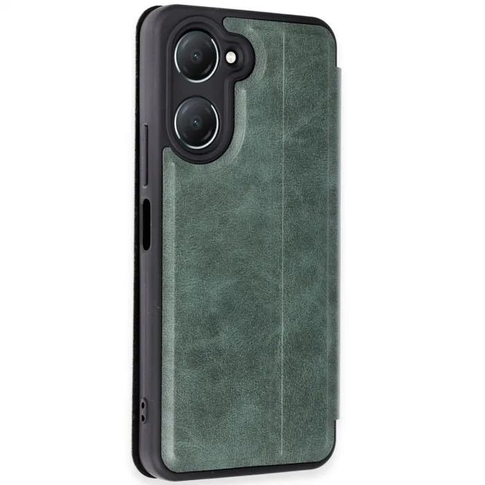 Vivo Y18 Kılıf Flip Cover - Koyu Yeşil