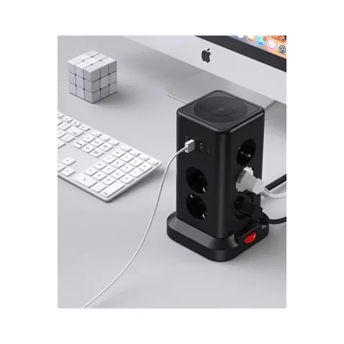 Wp711 Akım Korumalı Priz Kablosuz Şarj İstasyonu 11x Soket 3x Usb 1xtype-c Kablolu Grup Priz