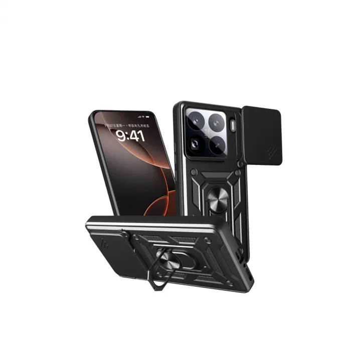 Xiaomi Mi 15 Pro Kılıf Pars Lens Yüzüklü Silikon - Siyah