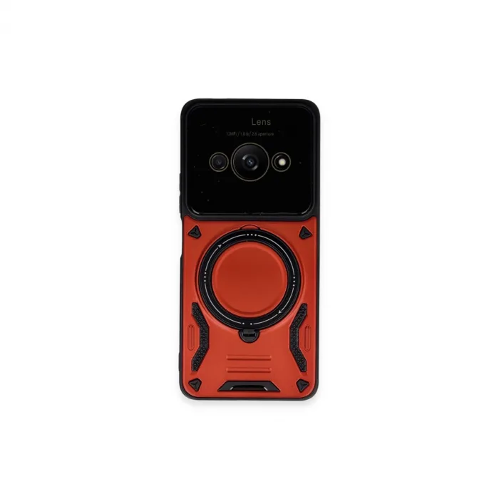 Xiaomi Poco C61 Kılıf Joy Lens Standlı Kapak - Kırmızı