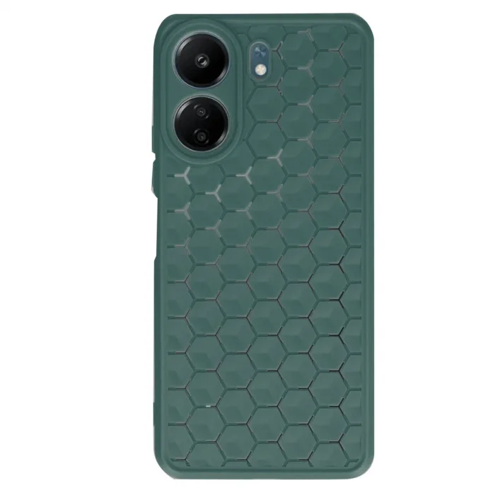 Xiaomi Redmi 13c Kılıf Petek Silikon Kapak - Koyu Yeşil