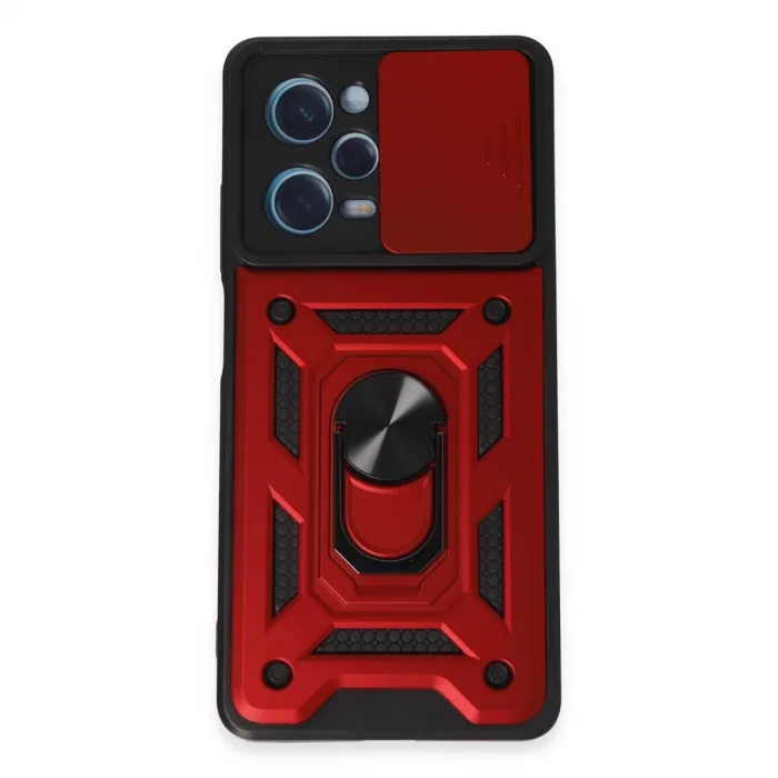 Xiaomi Redmi Note 12 Pro 5g Kılıf Pars Lens Yüzüklü Silikon - Kırmızı