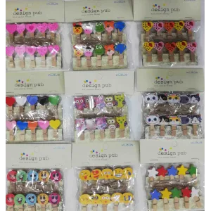 10lu Şekilli Ahşap Mandallar 3.5cm (10lu Set-10 Paket)