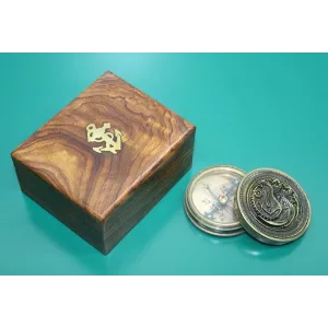 Ahşap Kutulu Pirinç Pusula 16223