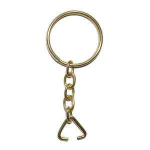 Anahtarlık Halkası, Halka + Zincir + Üçgen, 24mm, Altın, Sarı, 1 Adet