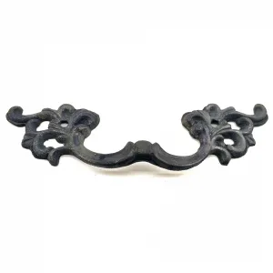 Antika Tarz Dekoratif Pirinç Çiçek Kapı Kulbu - 44x148 Mm, Oksit