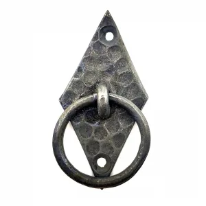 Antika Tarz Dekoratif Pirinç Dik Baklava Halka , Mobilya Kulbu - 82x41 Mm, Oksit