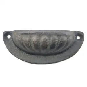 Antika Tarz Dekoratif Pirinç İstiridye Tas Mobilya Kulbu - 37x87 Mm, Oksit