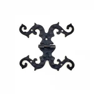 Antika Tarz Dekoratif Pirinç Süslü Menteşe - 100x90 Mm, Oksit