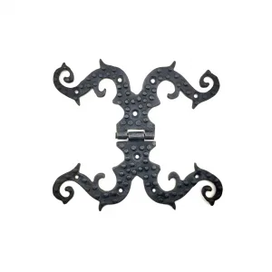 Antika Tarz Dekoratif Pirinç Süslü Menteşe - 190x170 Mm, Oksit